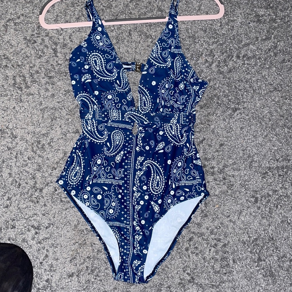NEVER USED! Blue and white designed one piece